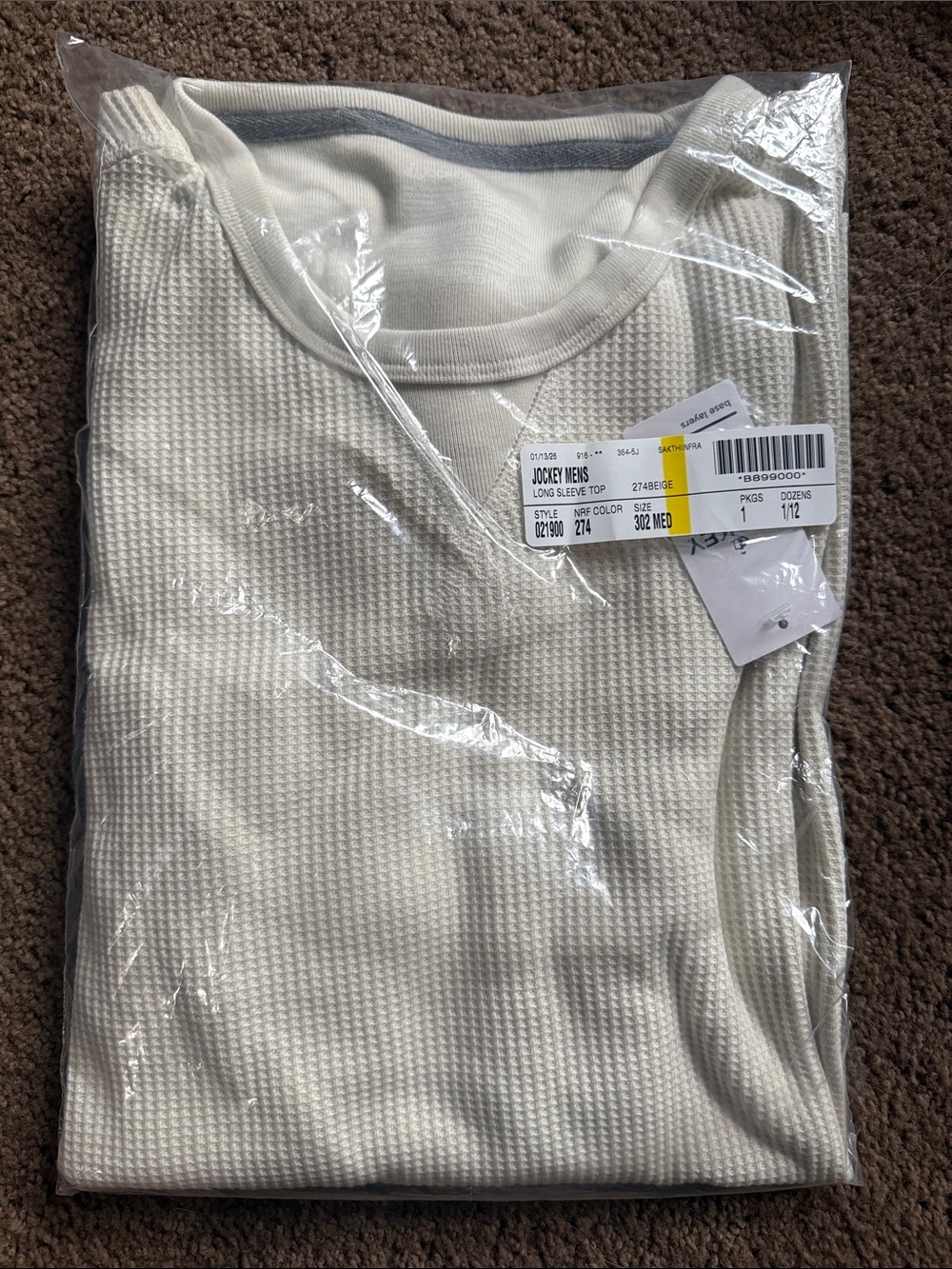 Jockey Men's Long Sleeve Thermal Shirt in Beige